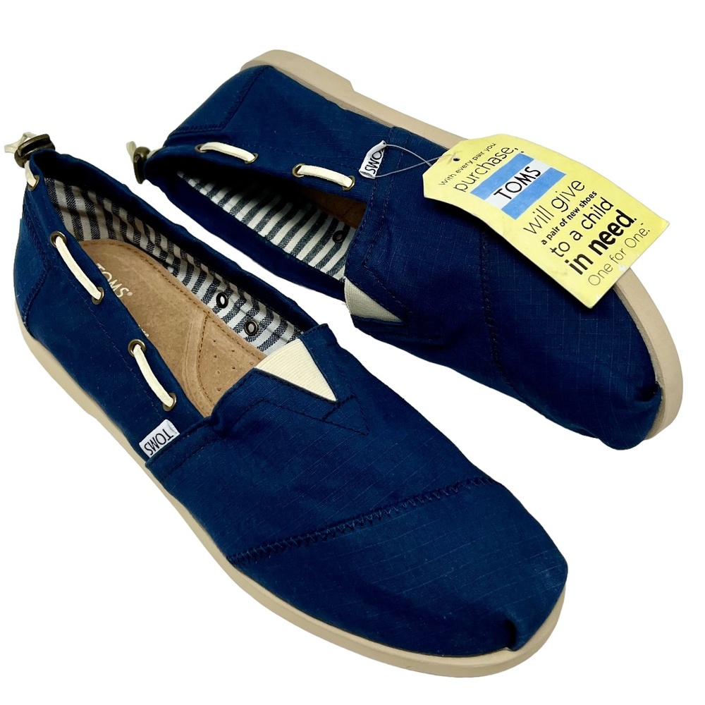 Toms Men's Nautical Bimini navy slip-on loafers size 12 NWT